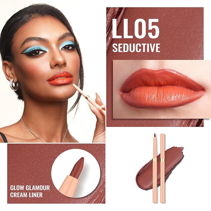Oulac Lipstick & Lipliner Set 3PCS High Impact Lipcolor with Moisturizing Formula, Vegan Beauty, Full-Coverage Lip Color, Gift Lipstick for Women, LL05+05+GM12