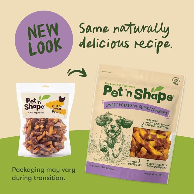 Pet 'n Shape Sweet Potato Chews – Natural Chicken Wrapped Sweet Potato Dog Treats - 42 Ounce (Pack of 3)