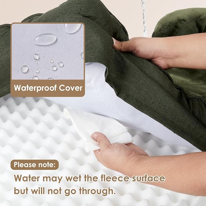 EHEYCIGA Orthopedic Dog Bed Medium Size Dog, Waterproof Washable Pet Beds | Non-Slip Bottom and Egg-Crate Memory Foam Dog Couch Bed with Washable Removable Cover, Dark Green