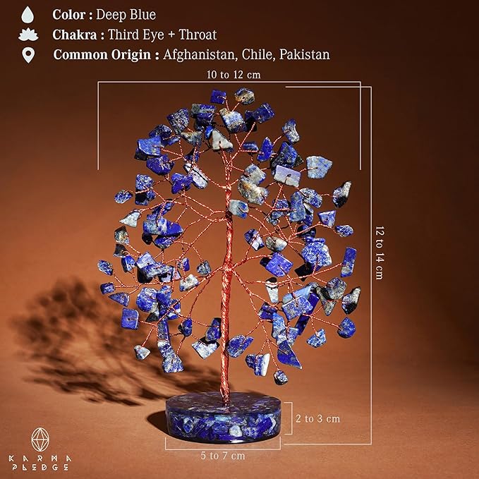Lapis Lazuli Crystal Tree of Life Birthday Gifts for Women, Men, Friends, Handmade Chakra Healing Crystal Tree for Home Office Decor, Positivity, Good Luck, Money, Unique Gifts for Her Mom Sister, Dad