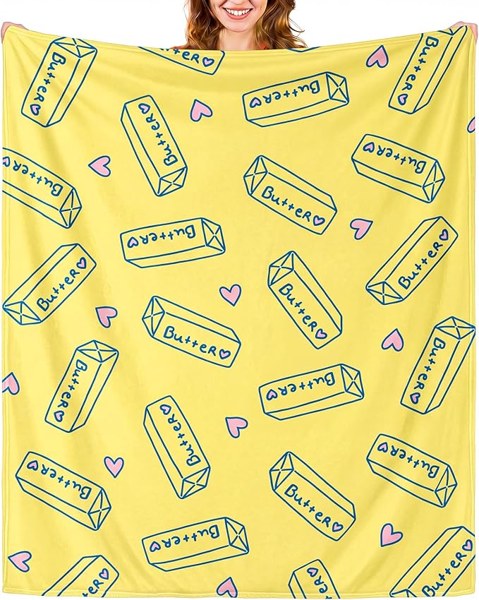 50'' x 60'' Butter Stick Throw Blanket Butter Gift | Funny Meme Gifts for Women Men Plush Warm Room Decor for Sofa Couch Bed Bedroom Camping