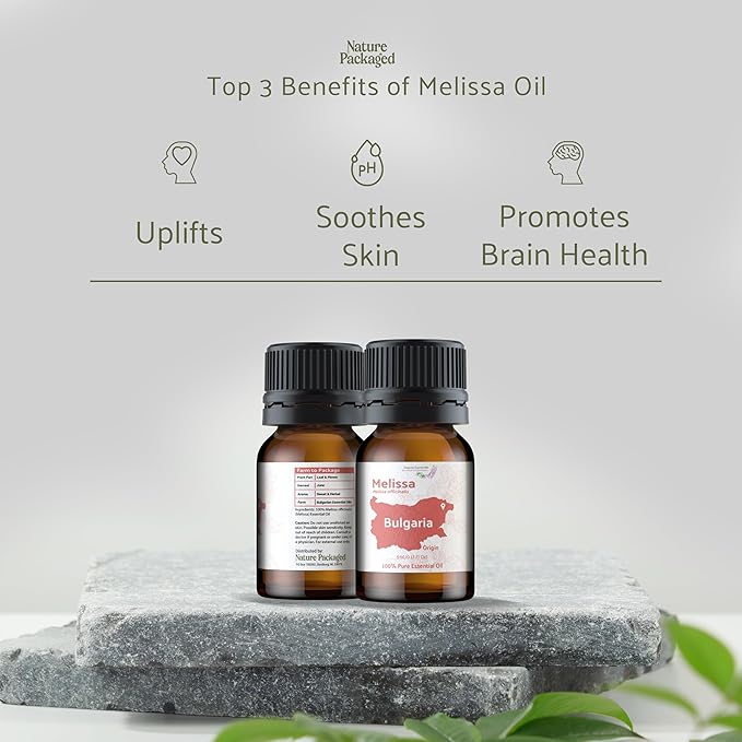 Melissa Essential Oil - Direct from Bulgarian Sustainable Farms - Steam Distilled - Aceite Toronjil for Aromatherapy, Massage, Diffuser, DIY Candle and Soap Making - 5ml