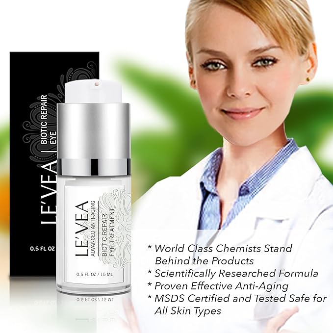 LE'VEA Anti-Aging Eye Cream for Instant eye Wrinkle Repair Eye Puffiness Dark Circles Reduce Professional Formula Eye Treatment Complex - 0.5 oz