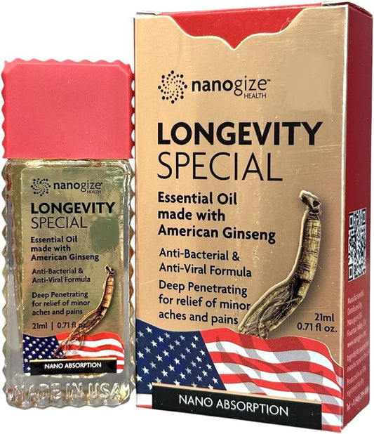 1 Pack - Ginseng Nanogize Roll On Essential Oil - Dau LAN Cong Nghe Nano Nhan Sam - 21 ml per Bottle - Only One Bottle per Order - Product of USA