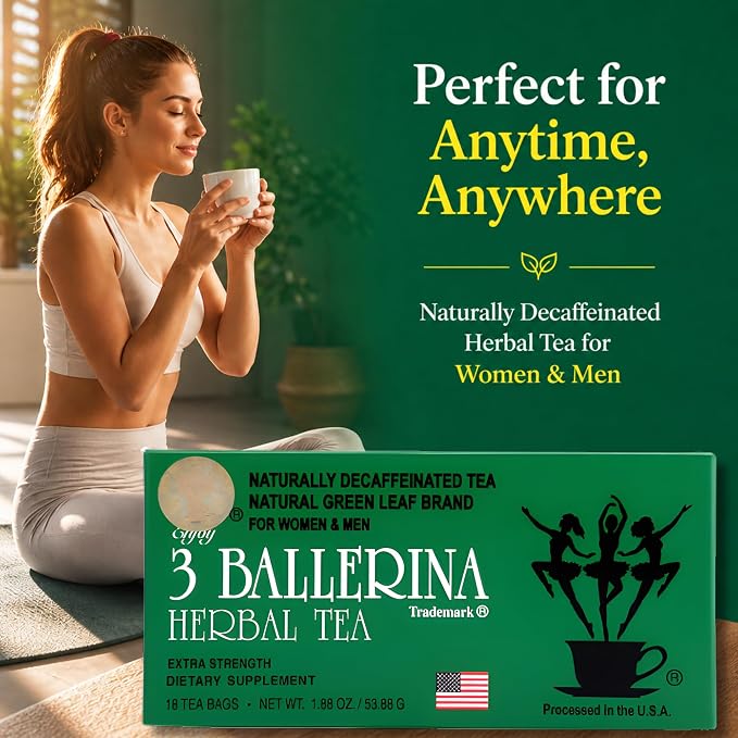 3 Ballerina Diet Tea Extra Strength – Caffeine-Free Herbal Tea Bags for Digestive Comfort – Pack of 6 (108 Count)