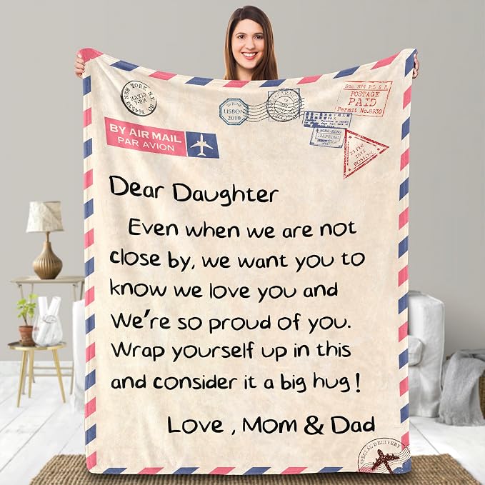UFOORO Gifts from Mom and Dad, Throw Blanket Daughter Gifts from Mom and Dad, Birthday for Daughter Adult, Mothers Day to My Daughters Blanket from Parents for Sofa Couch Bed 55"x70"