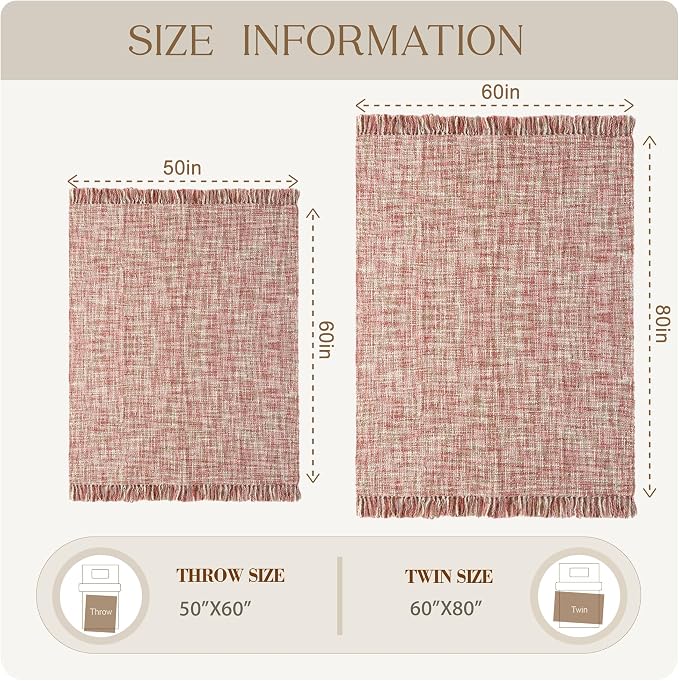 Multi-Color Cable Woven Throw Blanket for Couch - 60"X80" | Multicolored Boho Style,Super Soft Warm Cozy Chunky Blankets with Decorative Tassels for Bed and Sofa,Light Pink