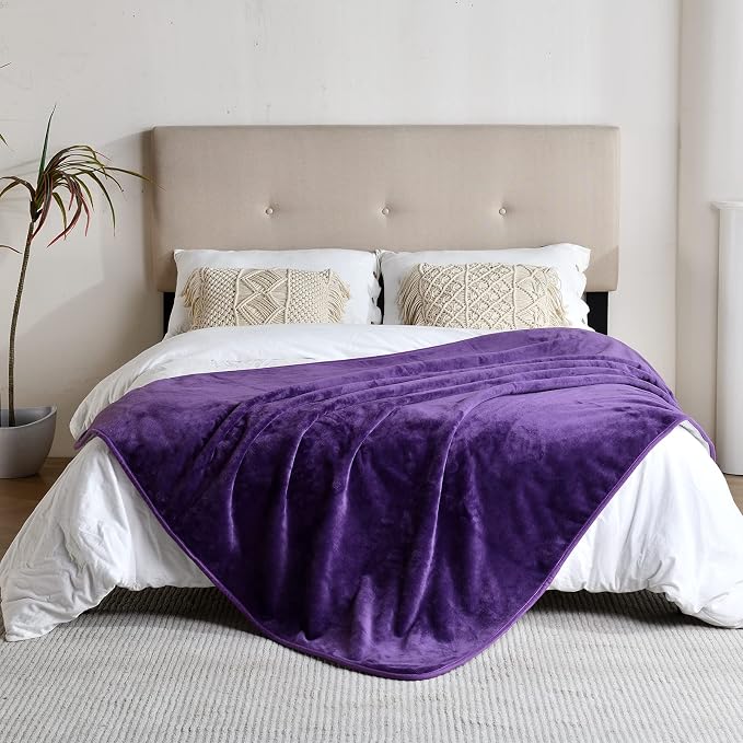 Soft Waterproof Blanket for Bed Couch Sofa, Dark Purple, 60x80inches | Liquid Pee Proof Pet Blanket for Dog Puppy Cat, Reversible Sherpa Fleece Blanket for Couch Cover, Furniture Protector