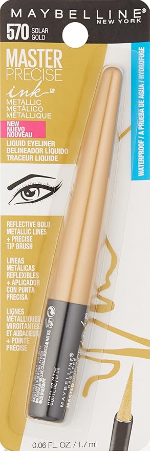 Maybelline New York Master Precise Ink Metallic Liquid Liner, Solar Gold, 0.06 Fluid Ounce