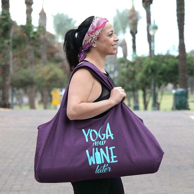 Wild Essentials Yoga Bag, Exercise, Tote, Large Carrier, Shoulder Strap, Inner Pocket, Fits Most Mats, Recycled Cotton Canvas