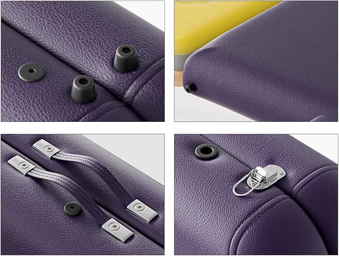 Professional Massage Table Portable 2 Fold Premium Memory Foam Aluminium Leg Hold Up to 1100LBS 8 Heights Adjustable with Carrying Bag Violet