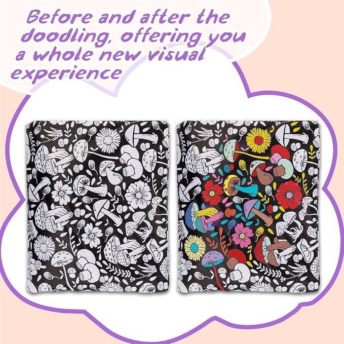 ZHOYIMIMI DIY Cozy Coloring Blankets for Adults & Kids -24 Markers | 50" x 60", Machine Washable, Cozy Velvet, Printed Patterns, ideal for daily use, home decor and kids spaces, Gift Wrapped