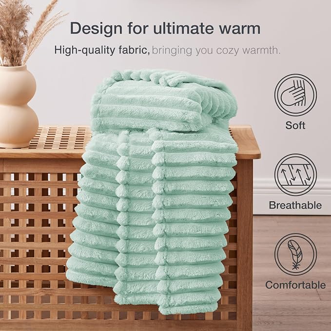 EXQ Home Gentle Soft Fleece Throw Blanket – Cozy Lightweight Blanket for Couch Bed – All-Season Warm Fuzzy Flannel Blanket for Women Mom Her – Gifts for Mother's Day Birthday(50"x60",Aqua)