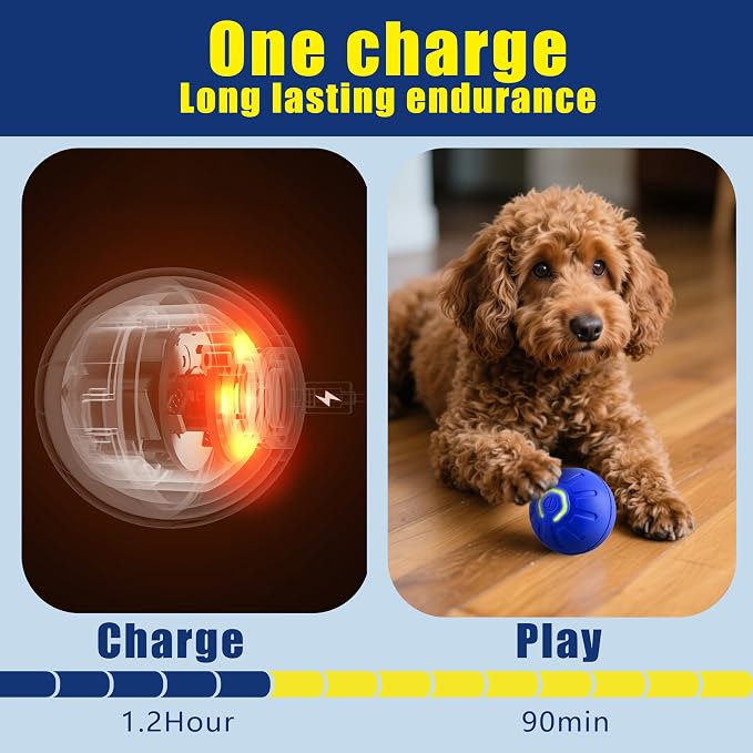 BIONEMAGILI Interactive Self-Moving Pet Toy Ball - Motion-Activated Auto Rolling, Military-Grade Chew Resistant, USB-C Rechargeable for Small Dogs & Cats (Orange/S/New3)