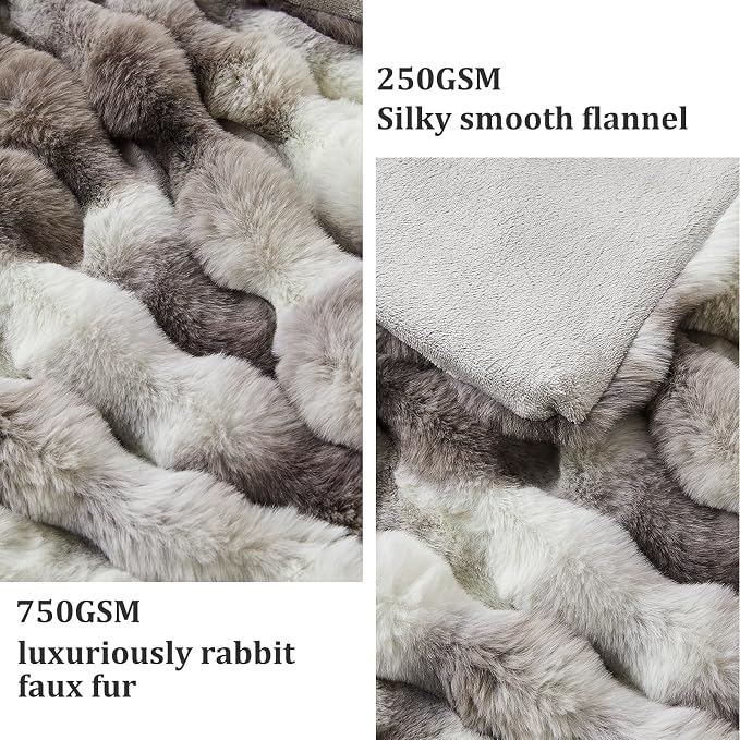 Faux Fur Throw Blanket for Couch, 1000 GSM Cozy Fuzzy Fluffy Soft Plush Thick Bubble Sherpa Blanket for Sofa Bedroom Living Room, Mothers Day Birthday Gifts for Women Home Decor