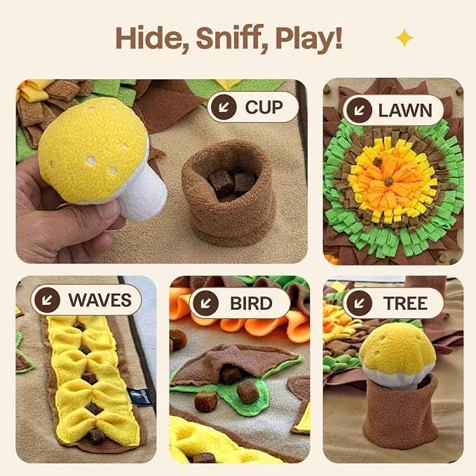 Interactive Dog Snuffle Mat for Slow Feed & Digestion Support - Large 31×24 in, Multicolor Mat with Washable Fleece, Non-Slip Backing - Mental Stimulation & Puzzle Toys for Dogs of All Breeds