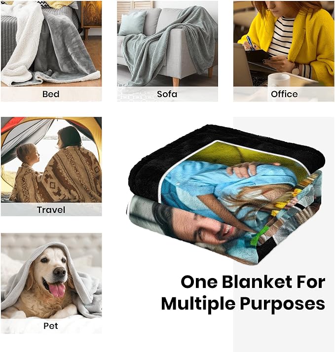 Personalized Dad Blanket Gifts, Custom Blankets with Photos Text | Customized Photo Blanket, Personalized Fathers Day Christmas Birthday Gifts for Husband Dad from Daughter Son Wife