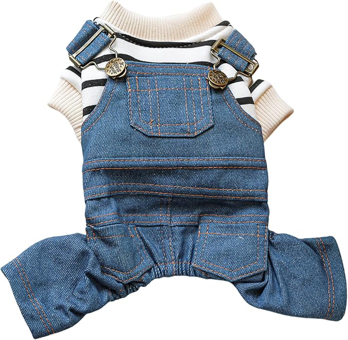 Dog Stylish Overalls Comfortable Puppy One Piece Outfits Summer Bib Overalls for Small Dogs Cute Pet Jumpsuit Onesie Chihuahua Yorkies Birthday Holiday Clothes Costume