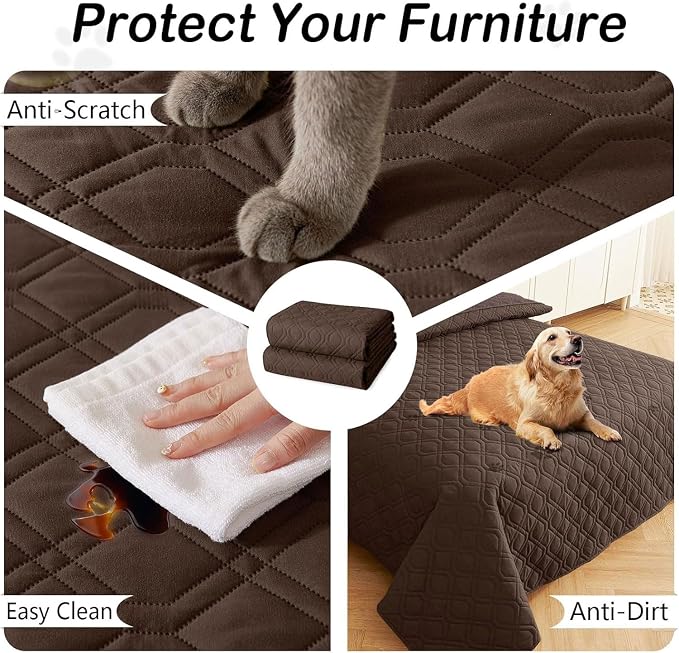 Waterproof Dog Bed Blanket - Soft Pet Blanket & Sofa Cover for Dogs | Reversible Washable Furniture Protector, Couch Covers for Pets (30x70 Inch, Chocolate/Chocolate)