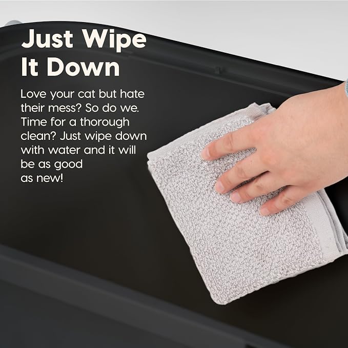 IRIS USA Large Top Entry Cat Litter Box, Hooded Privacy, Black/Gray | Dog-Free Zone, Mess Containment System, Enclosed Top Access, Dog Proof Pan, Reduced Tracking, Odor Trapping