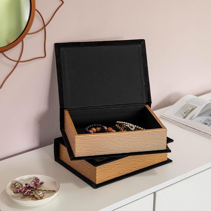 Vintiquewise Decorative Vintage Book Shaped Trinket Storage Box - Black
