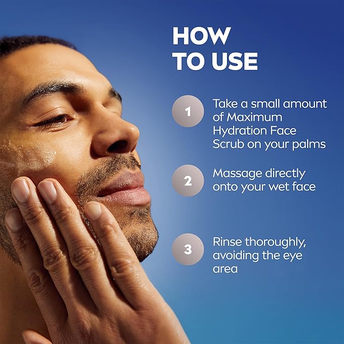 NIVEA MEN Maximum Hydration Face Scrub with Provitamin B5 and Aloe Vera, Exfoliating Face Wash Deeply Cleanses to Unclog Pores, 4.4 Oz Tube, Pack of 3