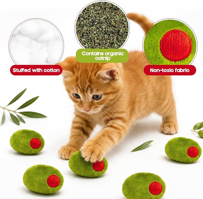 5Pcs Olive Catnip Crinkle Paper Sound Toys for Cat, Catmint Cat Toy Gift