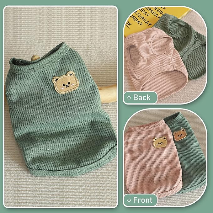 Dog Clothes for Small Dogs, Pet T-Shirt for Boys and Girls | Waffle Knit Dog Tank Top,Comfortable for Summer&Winter,Perfect for Dachshund(2PCS,Small)