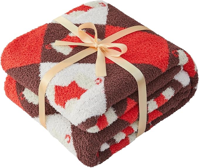 Christmas Knit Throw Blanket - Super Soft Cozy Fuzzy Blankets for Couch, Sofa & Bed, Holiday Throw Blanket，60"x80"