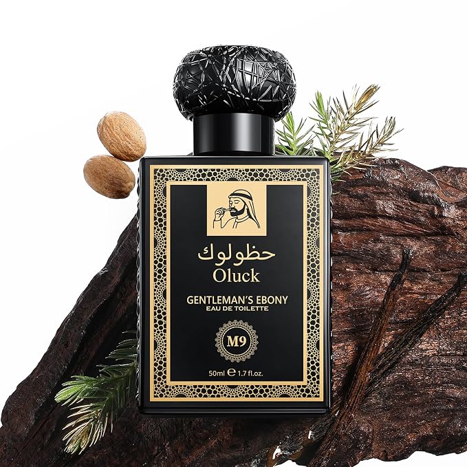 Oluck Gentleman’s Ebony M9 Men's Cologne 50ml Eau de Toilette – Warm Spicy Woody Fragrance for Men with Oud Wood, Cardamom, Cinnamon & Amber, Long Lasting Mens Perfume, Fragrance Gift for Men
