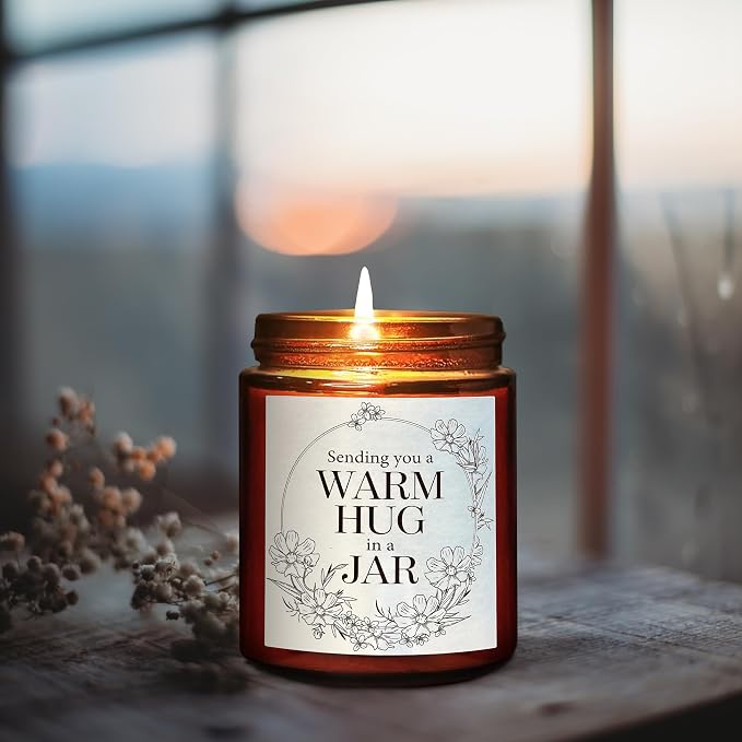 Sending Hug Gifts for Women Men - Warm Hug Candle - Relaxation Get Well Sympathy Gift Anxiety Stress Relief - Gift for Her Bestie Best Friend Coworker - Lavender Eucalyptus Soy Calming Candle