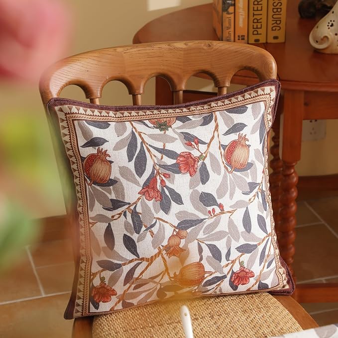 patdrea Designer French Vintage Linen Throw Pillow Cover,18"x18",Set of 2 | Decorative Pillow Case with Zipper,Floral Pattern,Pillow Cover for Couch Living Room Bedroom Sofa