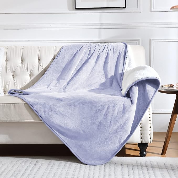 Soft Waterproof Blanket for Bed Couch Sofa, Lilac, 60x80 inches | Liquid Pee Proof Pet Blanket for Dog Puppy Cat, Reversible Sherpa Fleece Blanket for Couch Cover, Furniture Protector