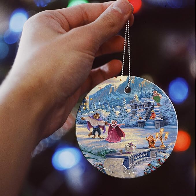 Disney – Beauty and The Beast – Winter Enchantment – 3.5” Starfire Prints Hanging Glass Print Accessory – Ideal for Gifting and Collecting SPCIR1052