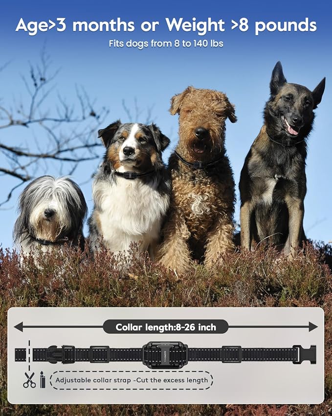 SLOPEHILL Dog Training Collar,4200FT Shock Collar for 2 Dogs (8-140lbs) | IP68 Waterproof e Collar with Beep,Vibration,Shock,Light,No Shock Modes,Shock Collar with Remote,Removable Prongs,Black Green