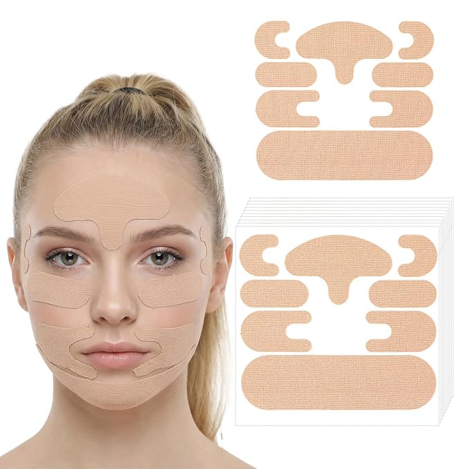 10Pcs Facial Patches Face Tape, Non-Invasive Wrinkle Tape for Face, Japanese Faces Tapes,Overnight Wrinkle Remover, High Elasticity Multifunctional Wrinkles Forehead Eyes Faces (Beige, 2.5cm)