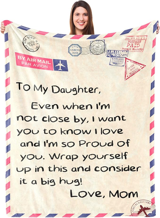 UFOORO Throw Blanket Gifts for Daughter, to My Daughter Blanket from Mom, Thoughtful Mothers Day, Birthday, or Graduation Gift, Best Gift Idea for Her, Daughter Gifts from Mom 55"X70"