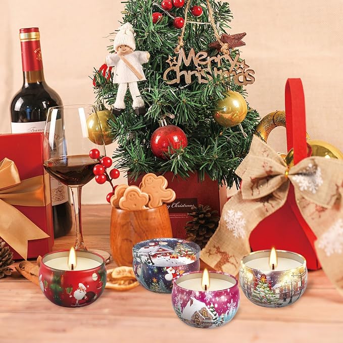 WPONSZU 16Pack Christmas Scented Candles, Gift Set 2.5oz Strong Fragrance Aromatherapy Candles,Portable Travel Tin Jar Candles Gifts for Home Scented Decoration Valentine'sDay