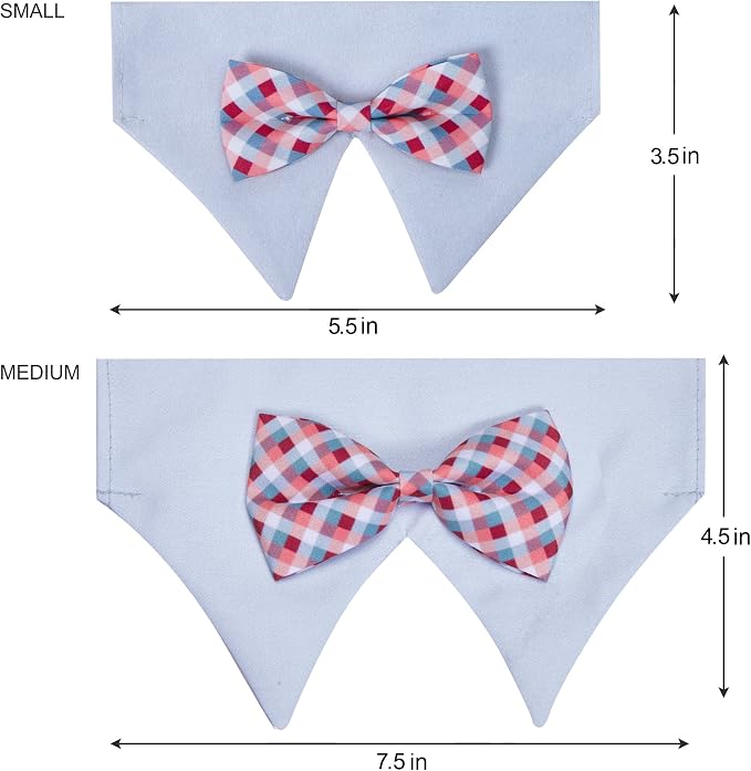 Blueberry Pet Timeless Multicolor Scottish Tartan Adjustable Dog Bandana Collar with Bow Tie, Medium, Neck 14.5"-20"