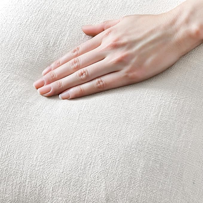MIULEE Boho Linen Fringe Decorative Throw Pillow Covers White 20x20 | Set of 2, Cottagecore Decor, Boho Farmhouse Neutral Pillow Covers, Rustic Couch Cushion Cases for Sofa Bed Living Room