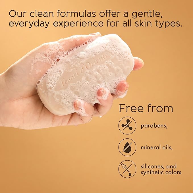Tesori d’Oriente Hammam Bar Soap, 5 oz, Plant-Based Aromatic Hand & Body Soap Bar with Argan Oil, Hydrating, Gentle Cleanser for Men & Women, Warm Orange Blossom Scent