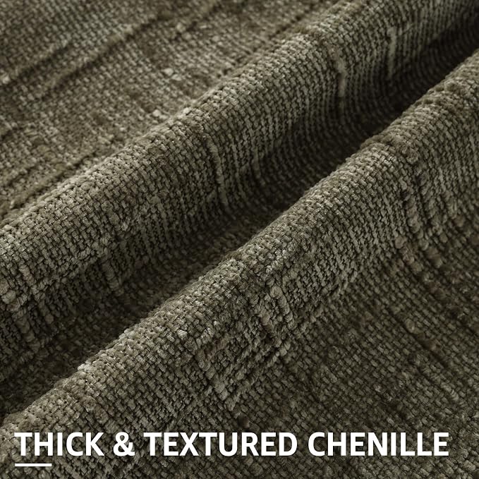 decorUhome Textured Chenille Throw Pillow Covers 26x26 Set of 2 Army Green | Fall Modern Farmhouse Soft Cozy Slubby Couch Pillow Cases Boho Decorative Pillow Cases for Bed Sofa Living Room Home Decor