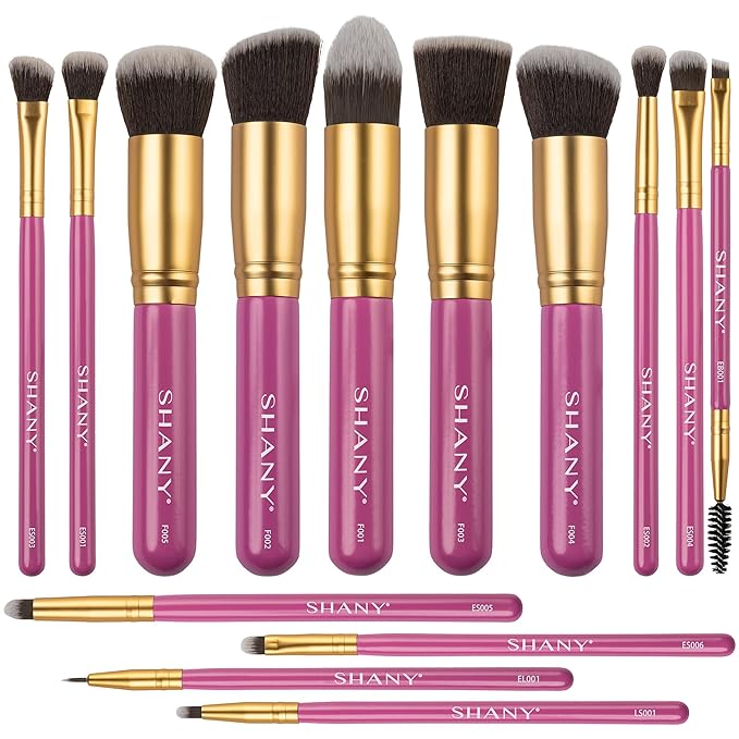 SHANY14 Piece Makeup Brush Set – Elite Cosmetics Brush Collection - Complete Kabuki, Eyes, Face, powder, foundation Makeup Brush Set - LILY