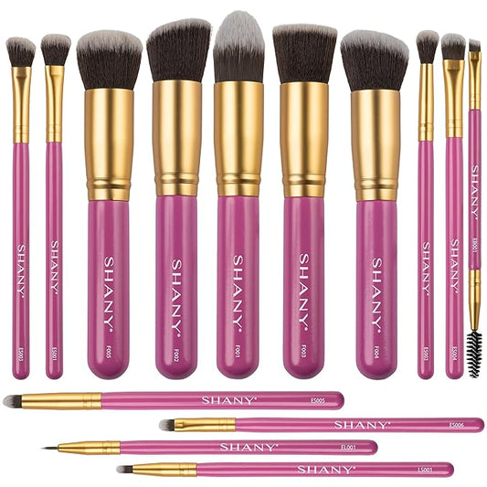 SHANY14 Piece Makeup Brush Set – Elite Cosmetics Brush Collection - Complete Kabuki, Eyes, Face, powder, foundation Makeup Brush Set - LILY
