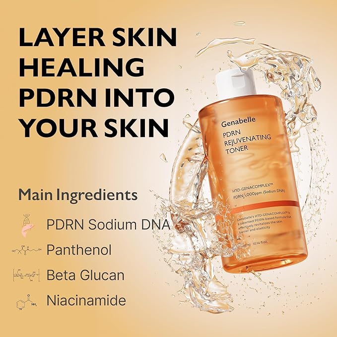 PDRN Rejuvenating Toner - Deep Hydration & Skin Barrier Support with PDRN, Panthenol, Hyaluronic Acid - Soft & Glowing Skin - 10.14 fl.oz/300ml