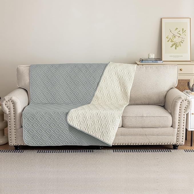 2026 Waterproof Bed Sofa Blanket (52"x82") Comfy Couch Sofa Mat for Dog Pets with Anti-Slip Back, Universal Incontinence Lightweight Liner Pad for Furniture Car Picnic etc Durable Washable, Light Grey