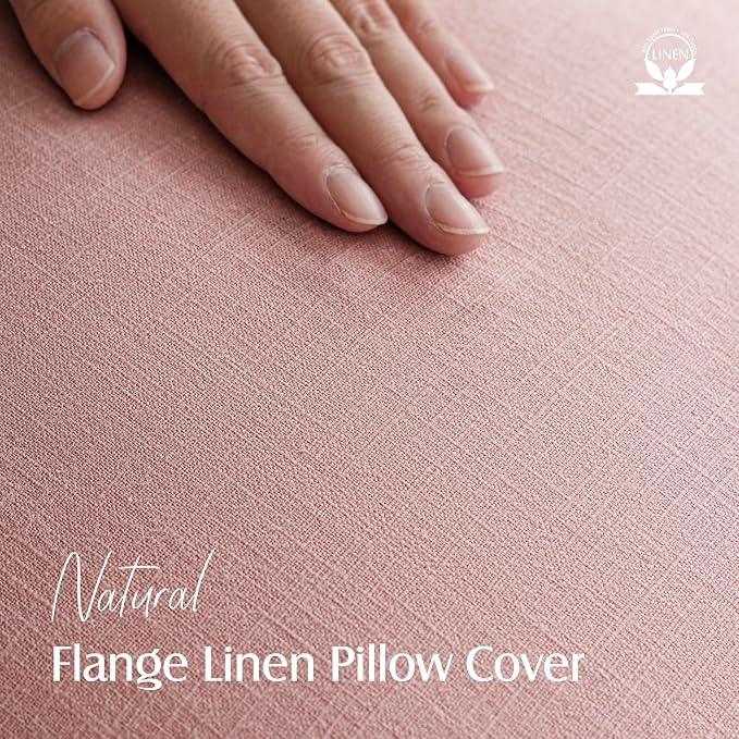 Foindtower Pack of 2, Decorative Linen Solid Throw Pillow Covers Soft Accent Cushion Euro Case Boho Farmhouse Pillowcase for Chair Couch Sofa Bedroom Living Room Home Decor 26 x 26 Inch Rose Pink