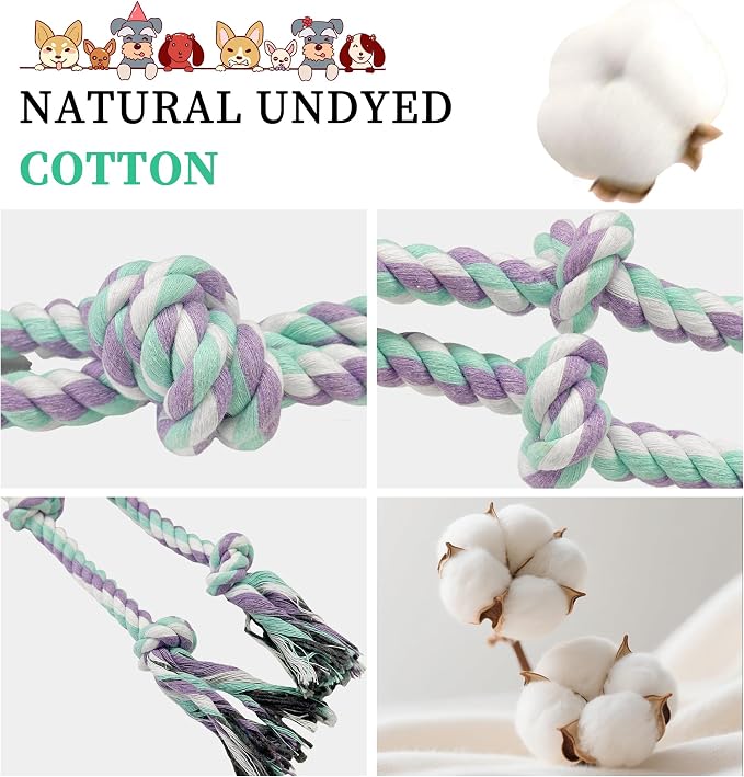 Dog Rope Toys for Large/Medium Aggressive Chewers, Tough Cotton Chew Toy, 3 Feet 5 Knots Indestructible, Tug of War Dog Pull Rope Teeth Cleaning (5 knot-19.5In)
