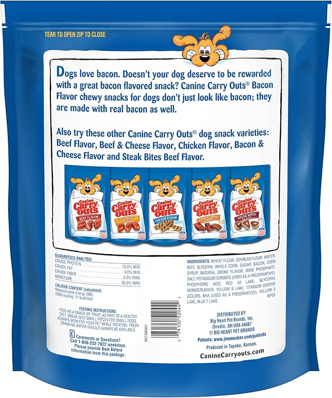 Canine Carry Outs Dog Treats, Bacon Flavor, 47 Ounce, Made with Real Bacon (Pack of 2)