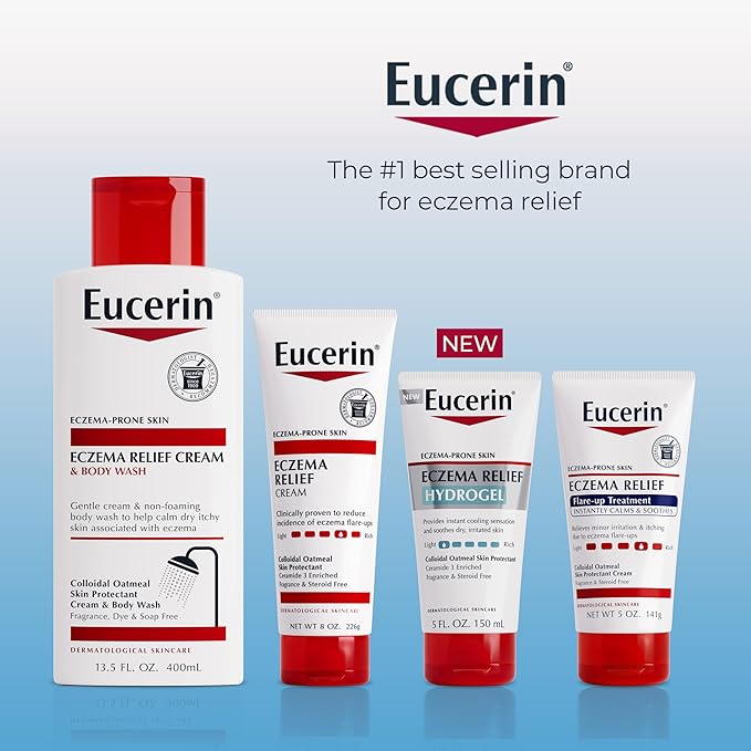 Eucerin Eczema Relief Hydrogel for Dry, Itchy, Eczema-Prone Skin, Fragrance Free and Steroid Free Body Moisturizer for Dry Skin, 5 Fl Oz Tube
